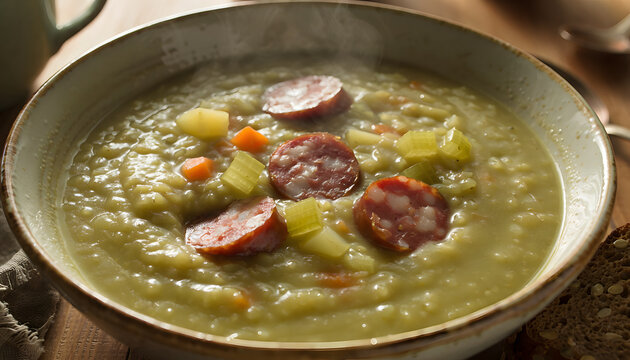 Dutch Erwtensoep Split Pea Soup Close Up