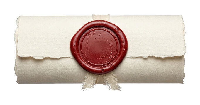 Antique Parchment Paper Scroll With Wax Seal