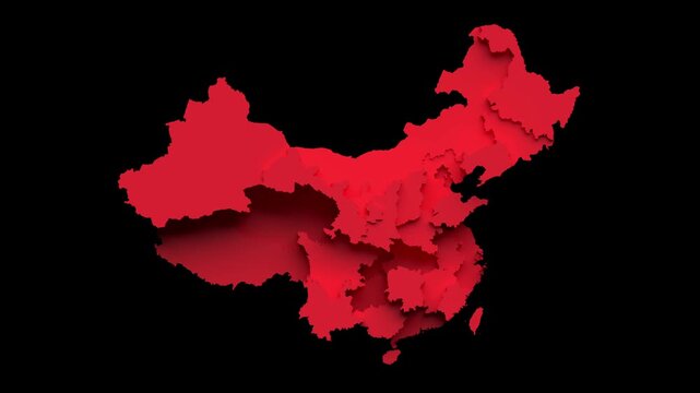China Provinces 3D Animation Loop for Geography and Regional Data