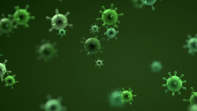 Virus Particles Fall in 3D Animation for Infection and Medical Research