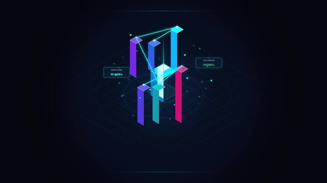 Futuristic data visualization network displaying digital analytics in abstract technology interface