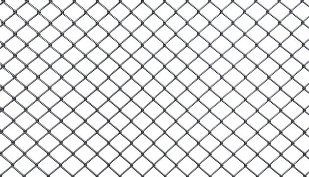 Chain link fence metal texture pattern showing industrial steel wire mesh design isolated as a high quality on transparent background