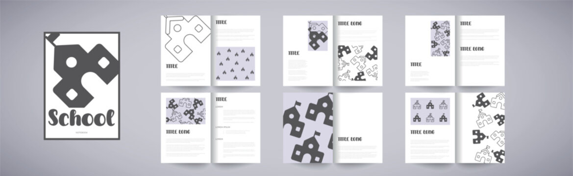 Book pages layout with school design template. School text.