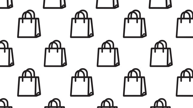 Shopping bag icon pattern background in black and white