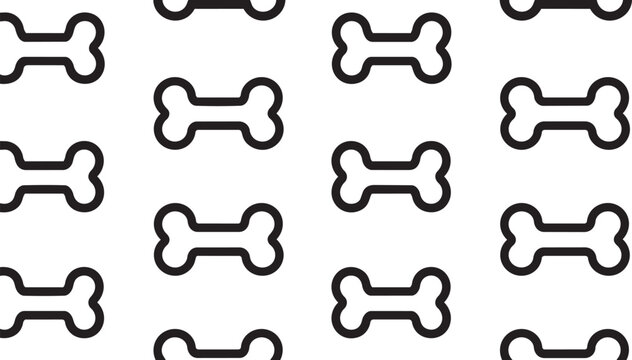 Simple dog bone pattern black and white vector background