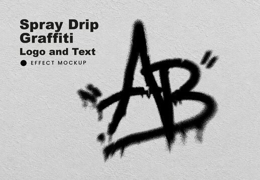Spray Drip Graffiti Logo And Text Effect Mockup