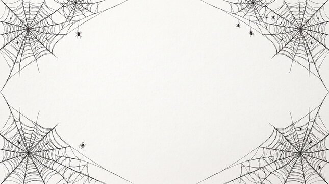 Spooky spiderweb border frame on transparency background for halloween design