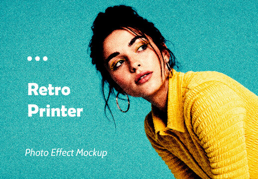 Retro Printer Photo Effect Mockup