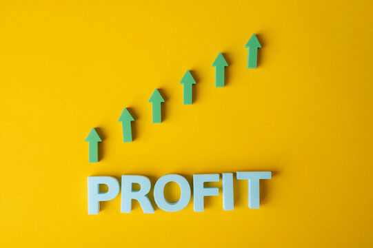 Profit growth, business success and financial increase with rising arrows