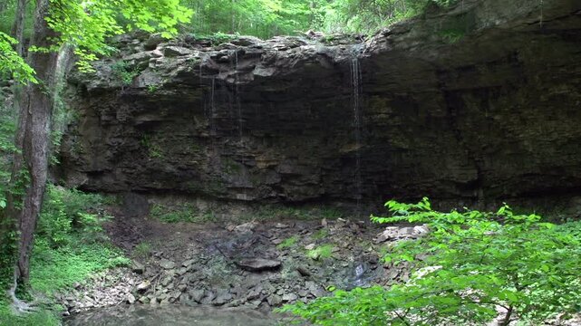 Waterfall hidden in nature tilt shot
