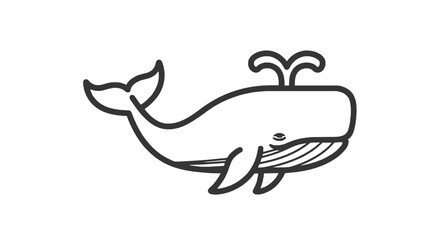 Obraz premium A black and white line drawing of a large whale blowing water from its blowhole with horizontally while releasing