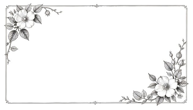 Elegant Black and White Botanical Frame