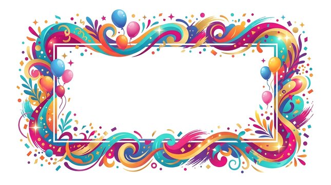 Colorful Abstract Swirl Frame for Festival and Birthday Invitations