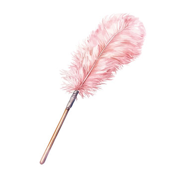 Feather Duster, watercolor vector depicting playful antics, isolated on a white background.