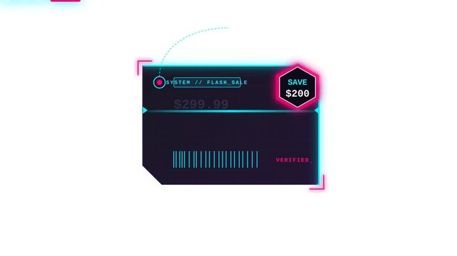 Futuristic digital interface with glowing holographic elements and data display.