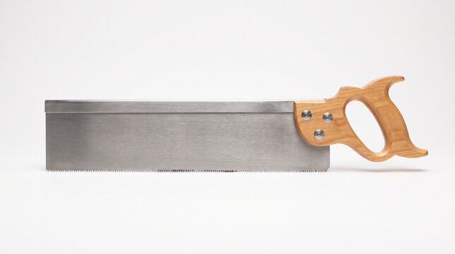 Professional tenon saw with wooden handle isolated on white background