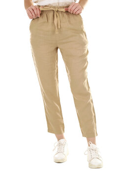 Woman wearing pants in a white studio for e-commerce fashion