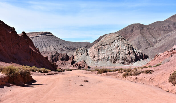 Valle del Arco&iacute;ris. Rainbow Valley (Valle del Arco&iacute;ris) - dry ravine in the Cordillera Domeyko mountain range. Atacama Desert. Chile.