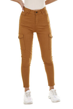 Woman wearing pants in a white studio for e-commerce fashion