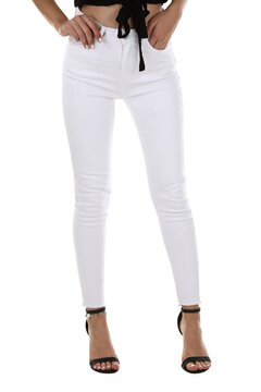 Woman wearing pants in a white studio for e-commerce fashion