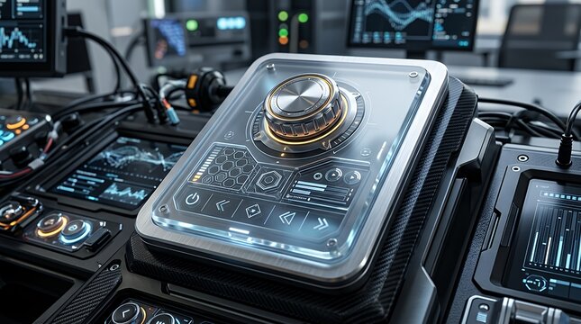 Contemporary translucent user interface control with border and reflective sheen. Electronic dashboard component highlighting a polished 3d composition ideal for software