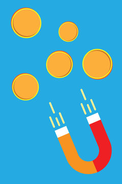 Colorful Magnet Attracting Coins and Money Illustration