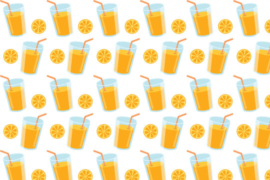 Seamless Orange Juice Glass Pattern for Beverage Branding