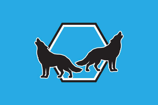 Howling Wolf Silhouette Logo Vector with Modern Geometric Design