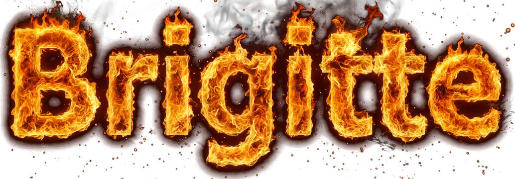 Brigitte name fire text effect