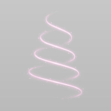 Christmas tree light trail with a glowing spiral and sparkling star.