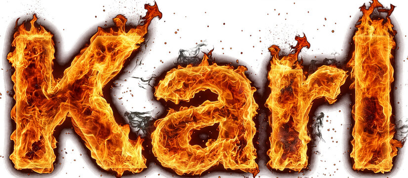 Burning fire text word Kari background