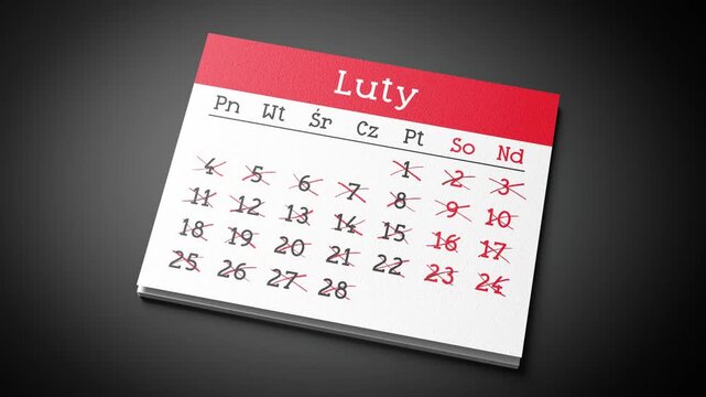 Polish Calendar with Flipping Pages and Camera Motion - 3d 4k animation (3840 x 2160 px)
