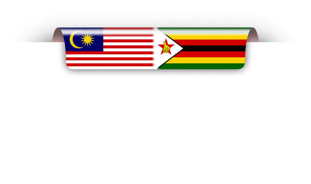 Malaysia and Zimbabwe friendship ribbon flag coming out from top page design element