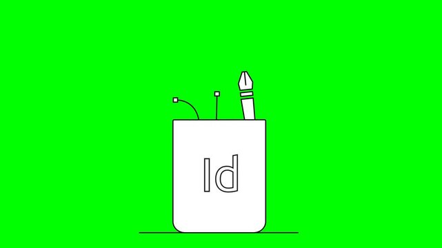 Animated pen tool and graphic design software icons on green screen