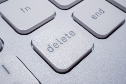 Delete Key White Keyboard Macro Close-Up Computer Technology Background