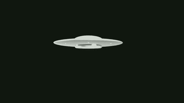 ufo flying saucer blue beam, on green screen.