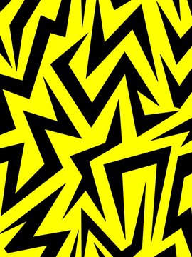 Abstract Yellow and Black Zigzag Geometric Pattern Background