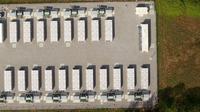 Aerial view of National Grid Sundon Substation and battery energy storage systems in Chalton, England, United Kingdom.