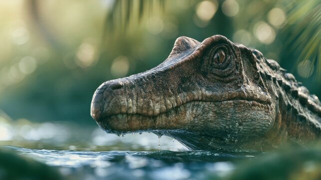 Close-up of a living dinosaur