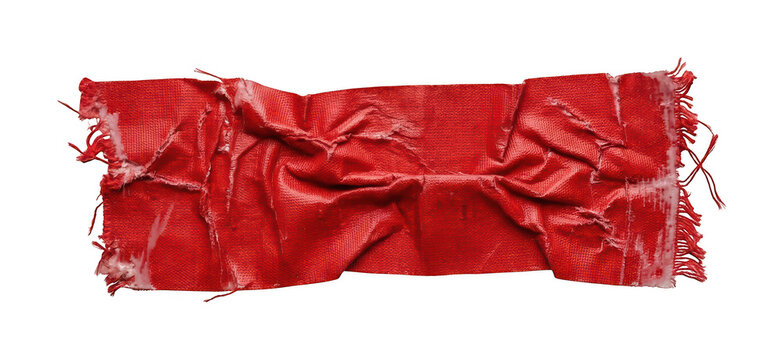 Red Fabric Tape With Frayed Edges Isolated For Graphic Design