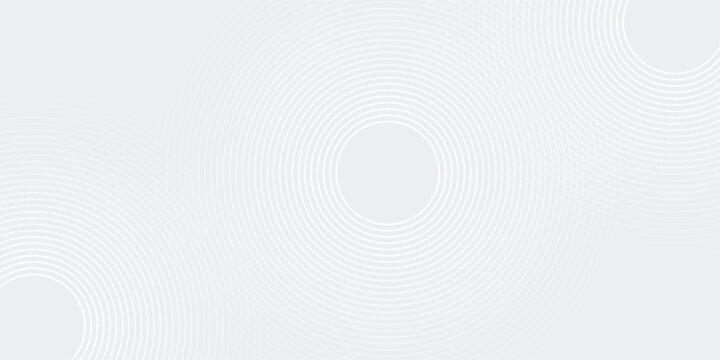 Linee geometriche astratte bianche e luminose su sfondo grigio. Motivo contemporaneo con linee di cerchio blu lucenti. Tecnologia futuristica. Tuta per copertina, poster moderno