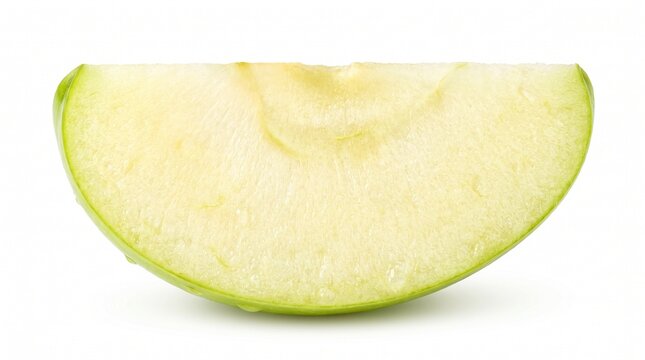 Fresh green apple slice isolated on white background for healthy food and diet marketing