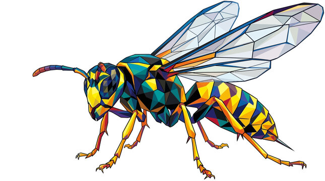 Low Poly Geometric Wasp Illustration Isolated