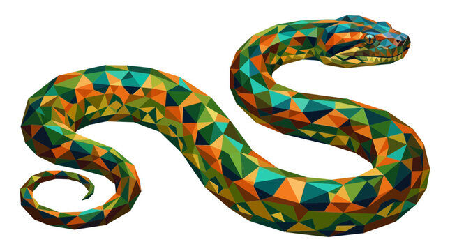 Low Poly Geometric Snake Illustration