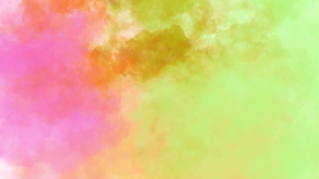 Pastel green, yellow and pink cloudy watercolor wash in motion.