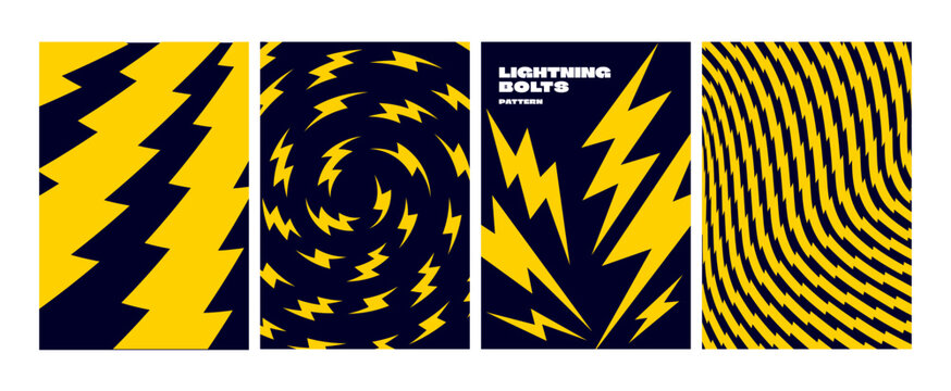 Thunder Bolt Electric Backgrounds. Energy Lightning Comic Line Pattern. Yellow Flash Speed Power Effect. Vector Abstract Comic Zig Zag Thunderbolt Texture.