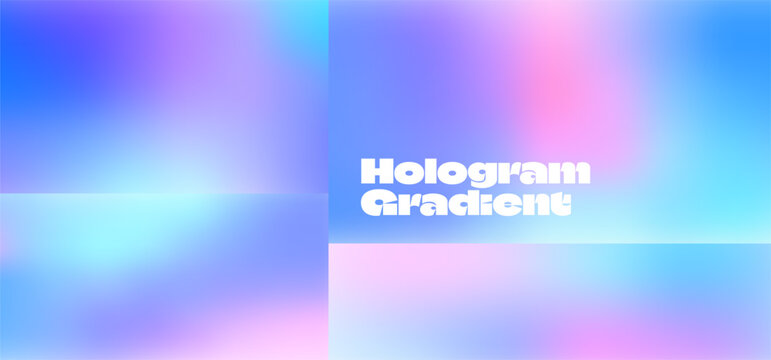 Hologram Foil Gradient Background. Iridescent Pattern with Pink and Blue Color Gradation. Rainbow Holo Pastel Light Texture. Holographic Pearl and Metal Effect.