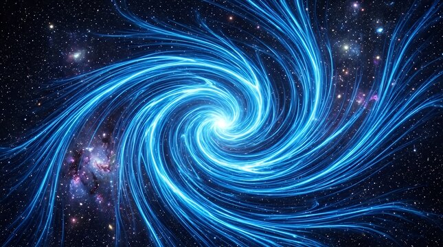 Cosmic Vortex of Radiant Blue Energy Streams  Cosmic Vortex of Radiant Blue Energy Streams luminous motion trails ethereal glow dynamic flow high-speed abstraction celestial movement