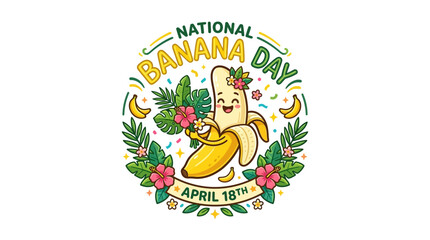 Fototapeta premium Cute Banana Character Illustration for National Banana Day Celebration on White Background