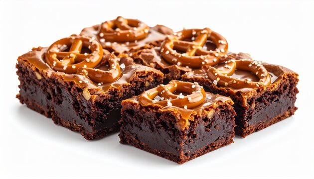 Rich chocolate fudge brownie squares topped with salty snacks